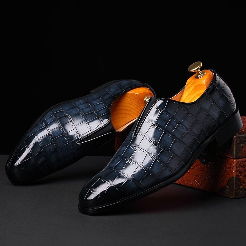 Pánske Mokasíny Exotic Pointed Toe Brogue - Modrá