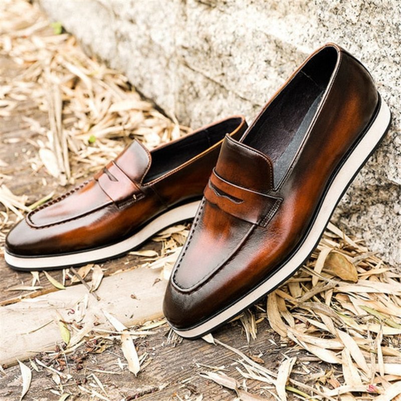 Pánske Mokasíny Exotic Pointed Toe Slip-on Brogues - Káva