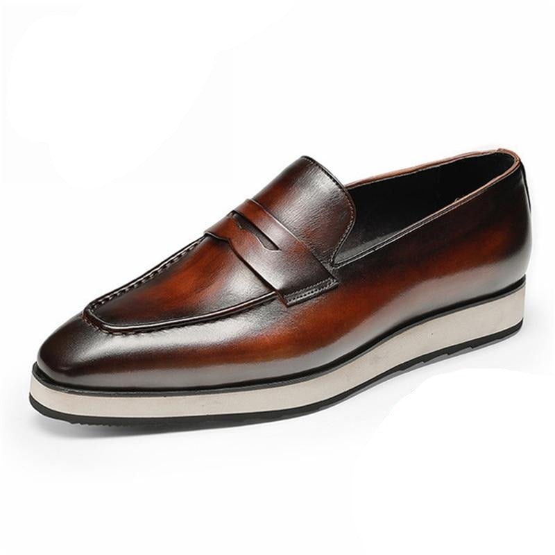 Pánske Mokasíny Exotic Pointed Toe Slip-on Brogues - Káva