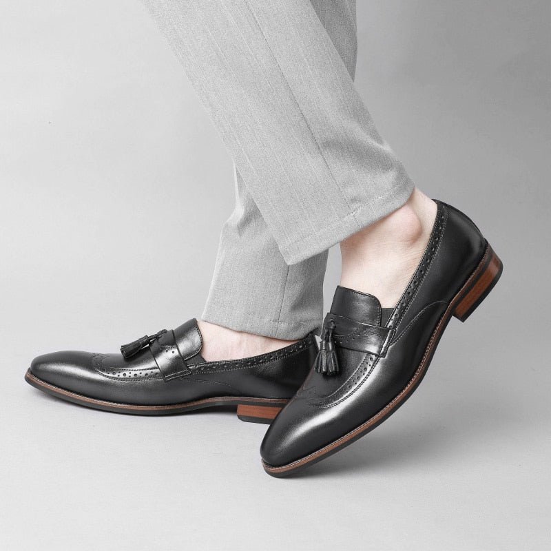 Pánske Mokasíny Exotic Slip On Brogue - Čierna