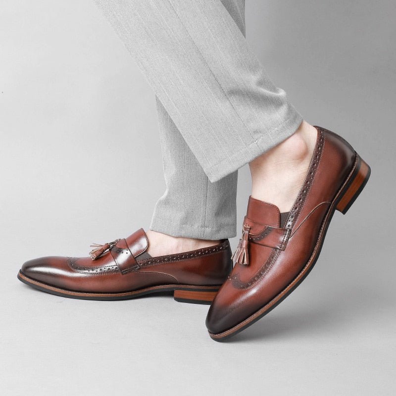 Pánske Mokasíny Exotic Slip On Brogue - Hnedá