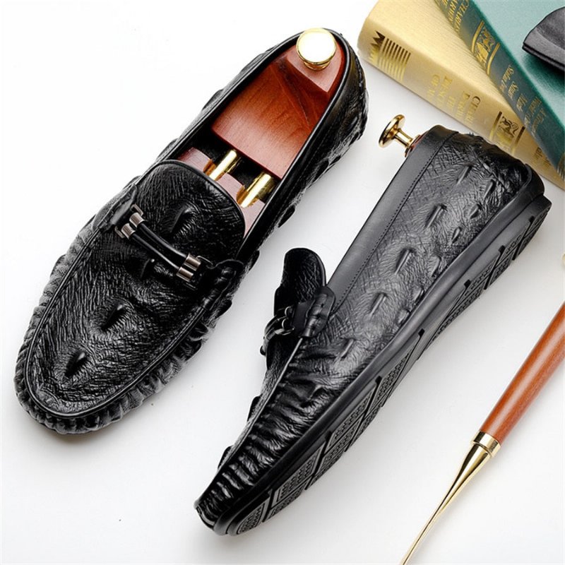 Pánske Mokasíny Luxusné Croctex Leather Brogue - Čierna