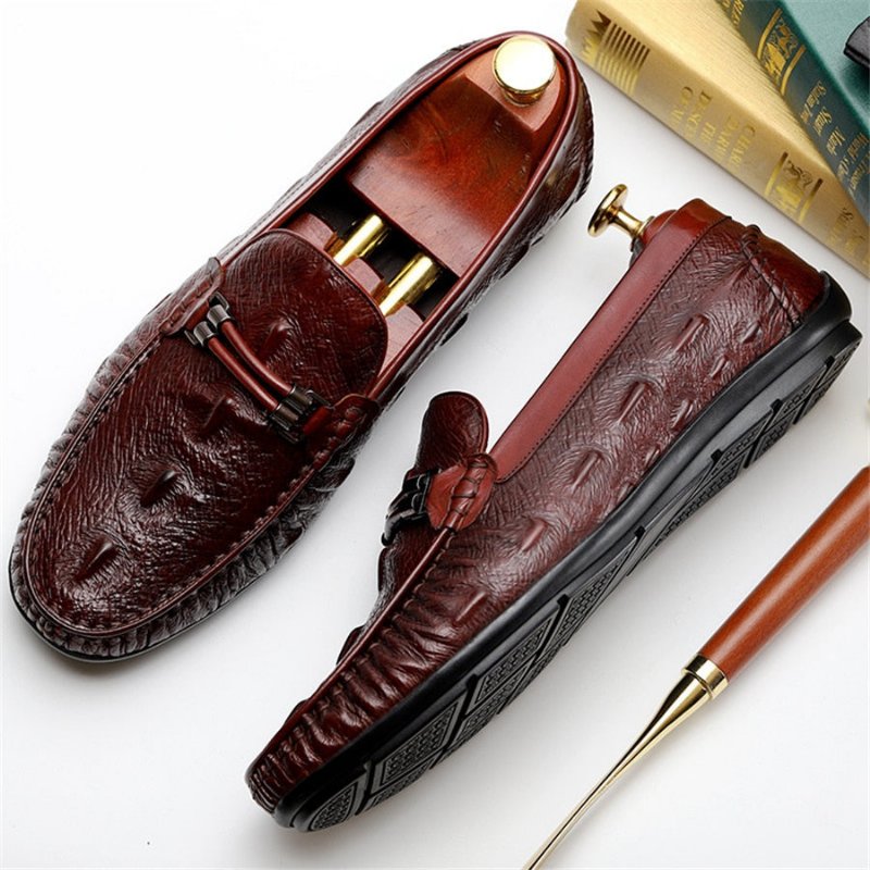 Pánske Mokasíny Luxusné Croctex Leather Brogue - Červená