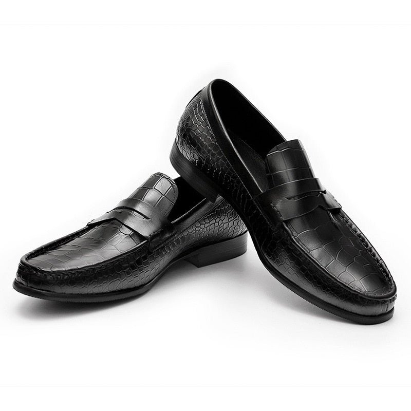 Pánske Mokasíny Luxusné Croctex Slip On Brogues - Čierna