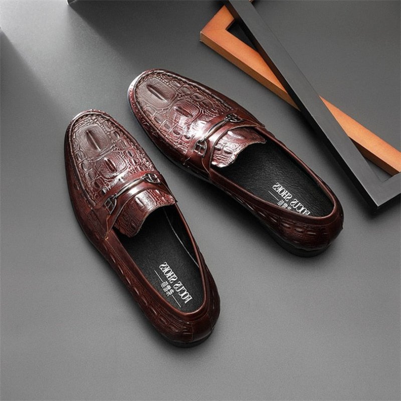 Pánske Mokasíny Luxusné Leather Slip-on Crocbreeze - Káva