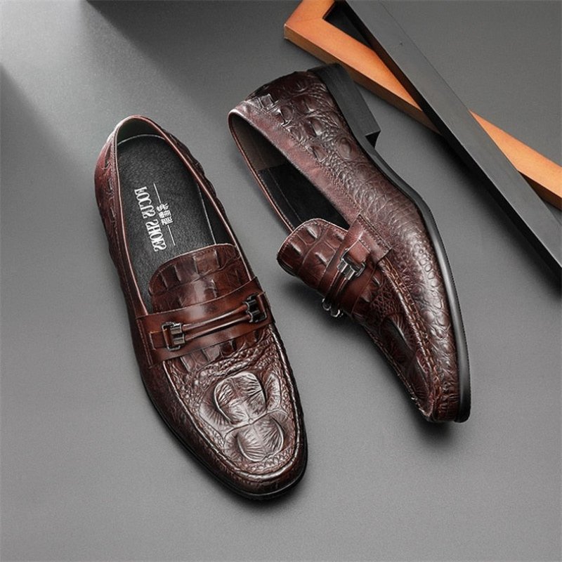 Pánske Mokasíny Luxusné Leather Slip-on Crocbreeze - Káva