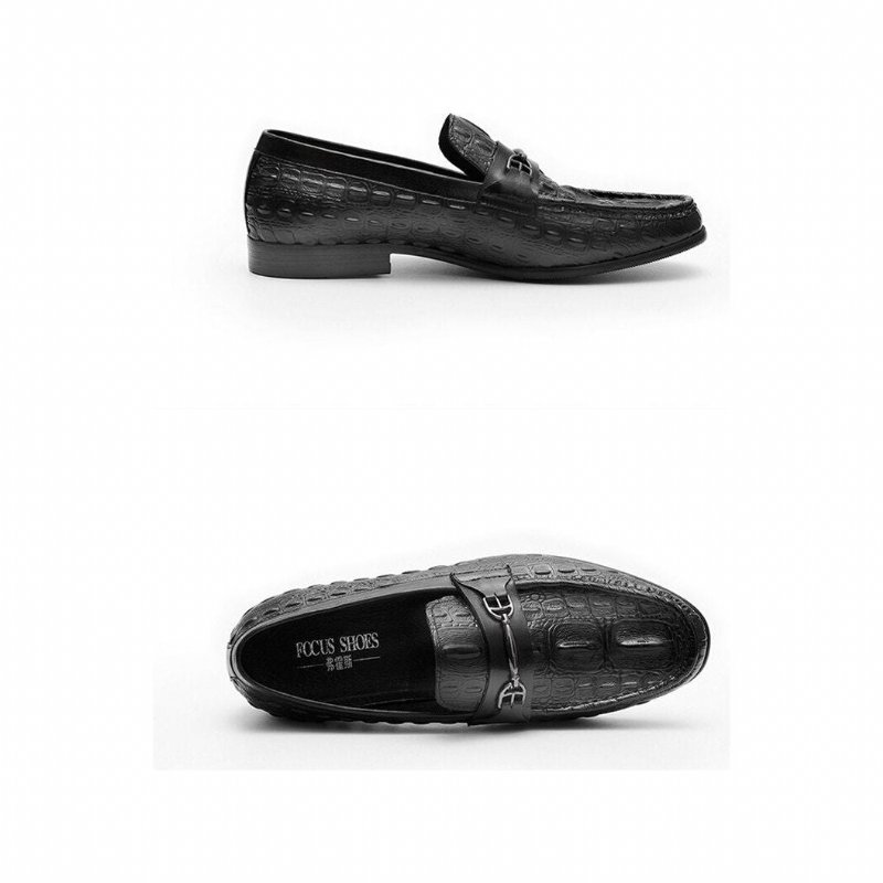 Pánske Mokasíny Luxusné Leather Slip-on Crocbreeze - Čierna