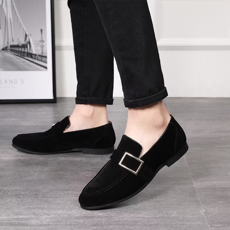 Pánske Mokasíny Modish Embossed Slip-on Loafers - Čierna