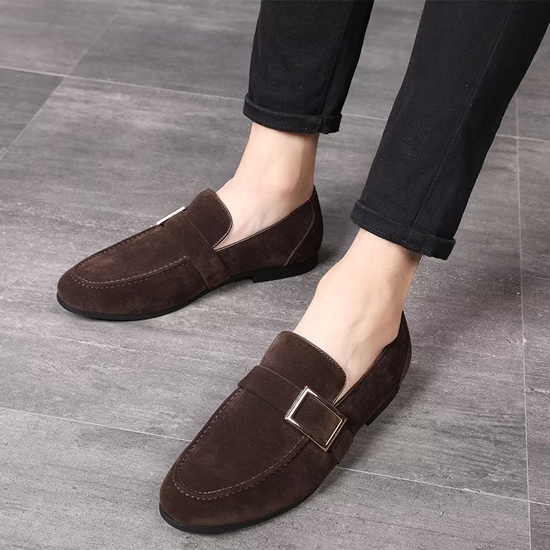 Pánske Mokasíny Modish Embossed Slip-on Loafers - Káva