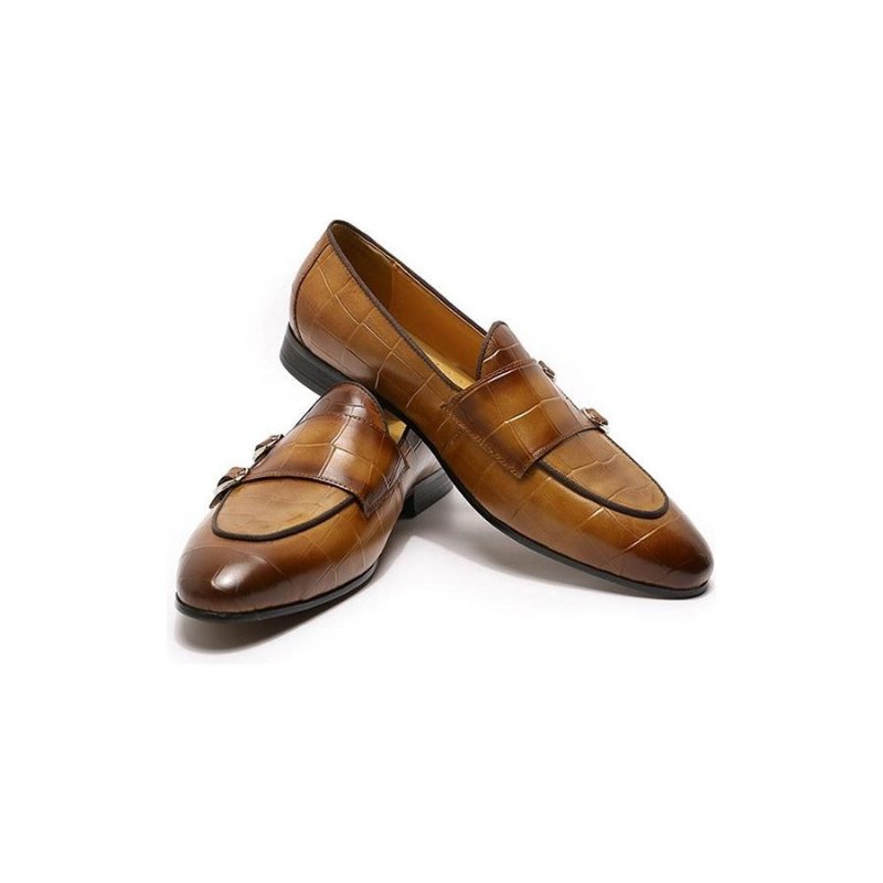 Pánske Mokasíny Monk Strap Slip On - Káva