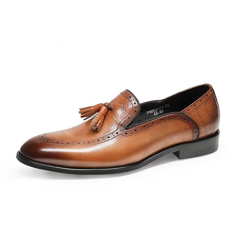 Pánske Mokasíny Retro Chic Exotic Strapce Z Kože Brogue - Káva