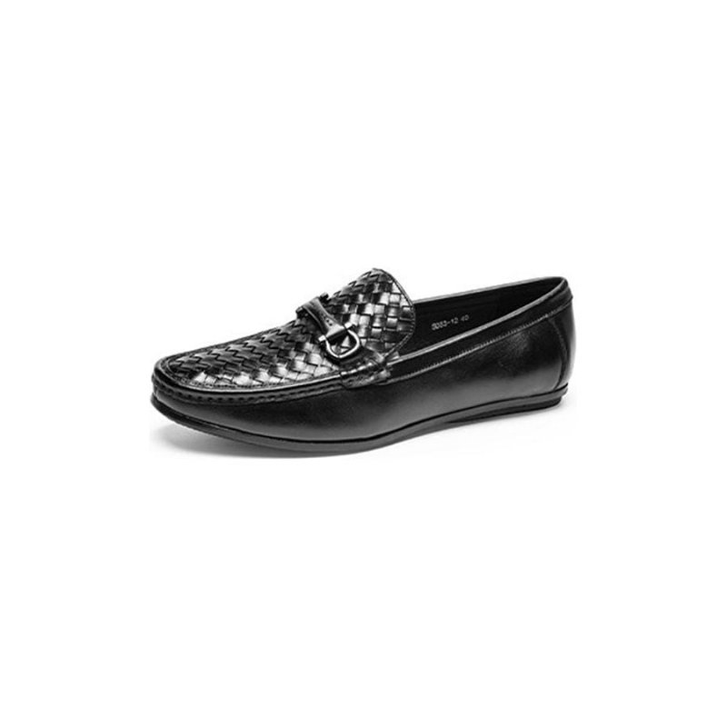 Pánske Mokasíny Weavingluxe Leather Slip On Loafers - Čierna 2