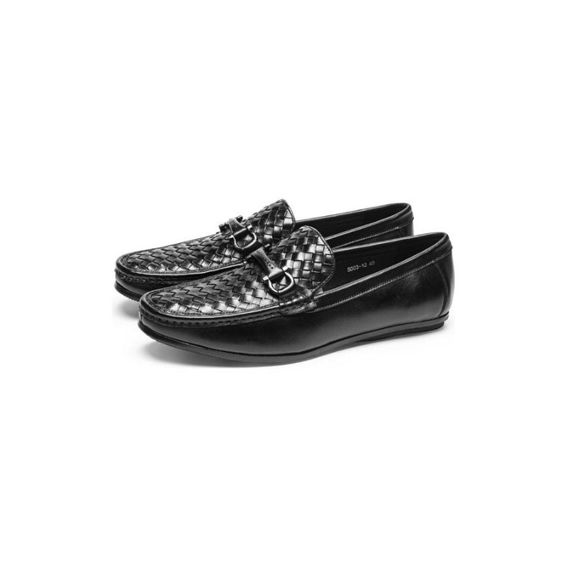 Pánske Mokasíny Weavingluxe Leather Slip On Loafers - Čierna 2