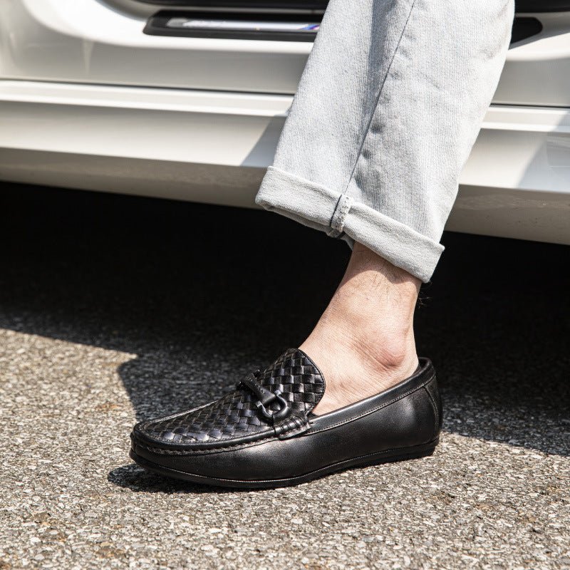 Pánske Mokasíny Weavingluxe Leather Slip On Loafers - Čierna 2