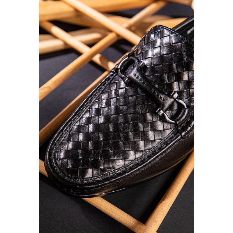 Pánske Mokasíny Weavingluxe Leather Slip On Loafers - Čierna 2