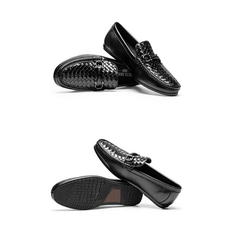 Pánske Mokasíny Weavingluxe Leather Slip On Loafers - Čierna 2