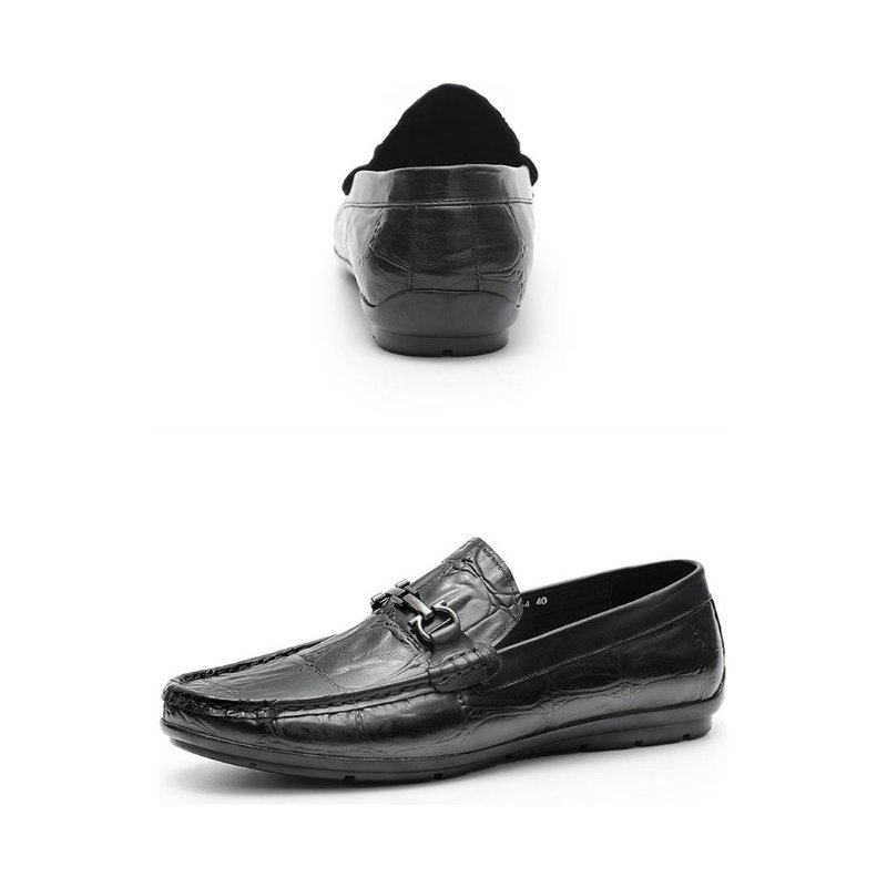 Pánske Mokasíny Šik Croctex Leather Slip-on Derby - Čierna