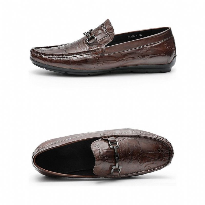 Pánske Mokasíny Šik Croctex Leather Slip-on Derby - Káva