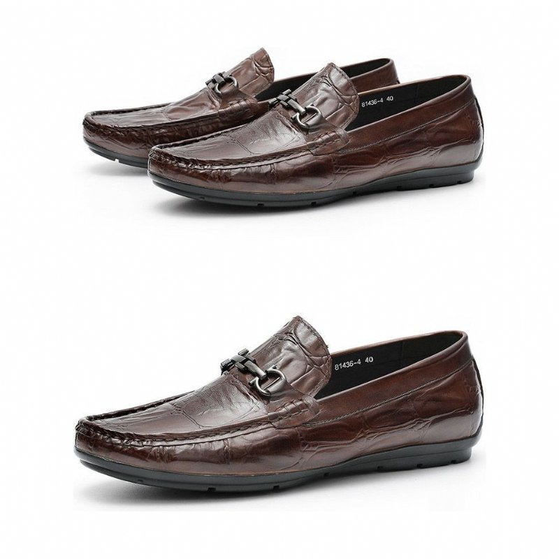 Pánske Mokasíny Šik Croctex Leather Slip-on Derby - Káva