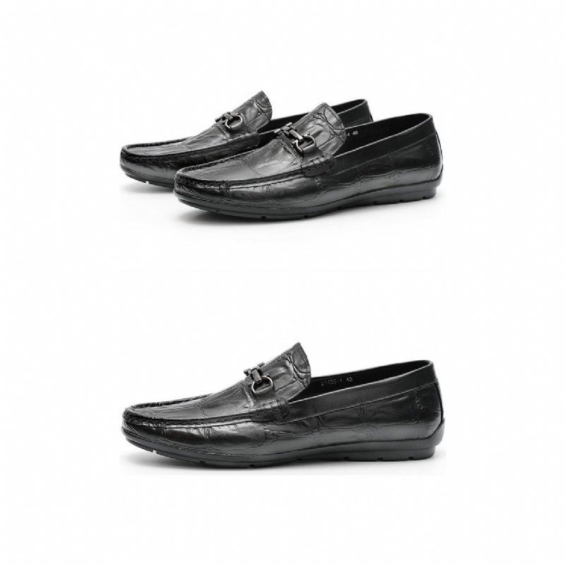 Pánske Mokasíny Šik Croctex Leather Slip-on Derby - Čierna