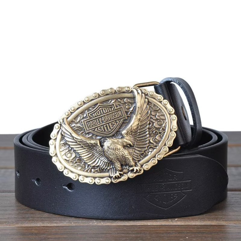 Pánske Opasky Eagle Embellished Belt - Black Eagle