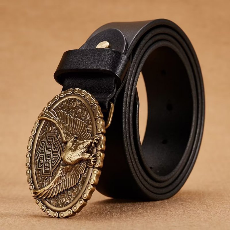 Pánske Opasky Eagle Embellished Belt - Black Eagle