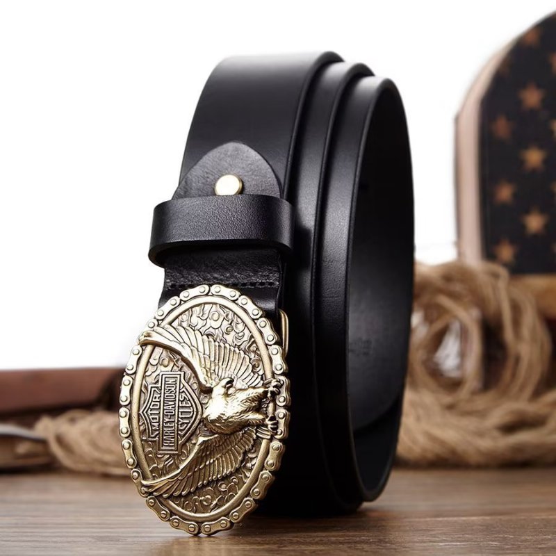 Pánske Opasky Eagle Embellished Belt - Black Eagle