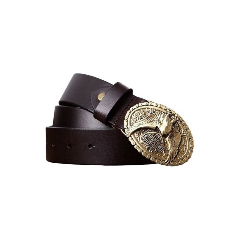 Pánske Opasky Eagle Embellished Belt - Coffee Eagle