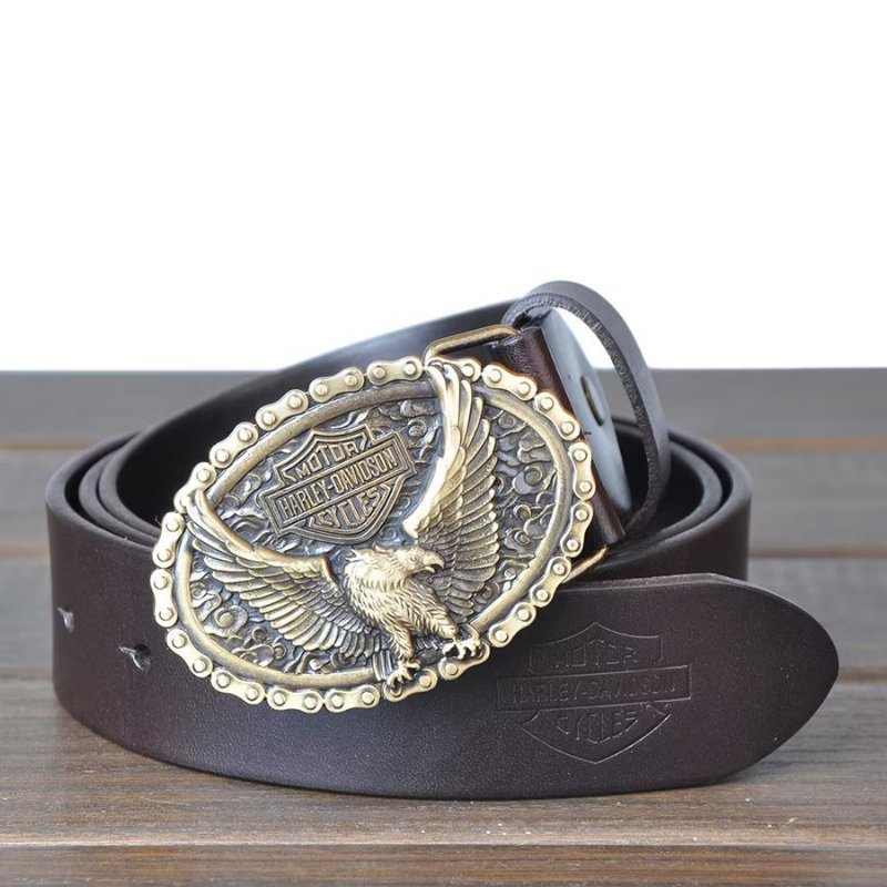 Pánske Opasky Eagle Embellished Belt - Coffee Eagle