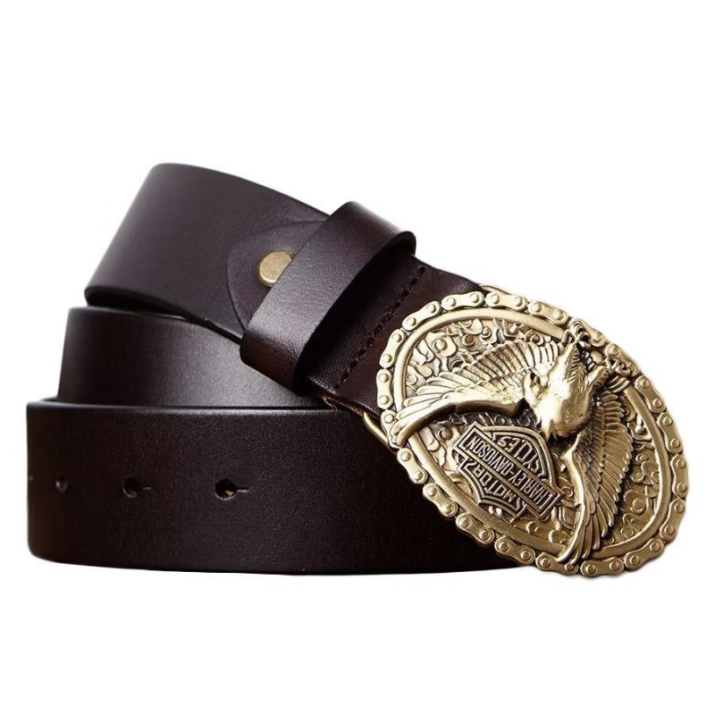 Pánske Opasky Eagle Embellished Belt - Coffee Eagle