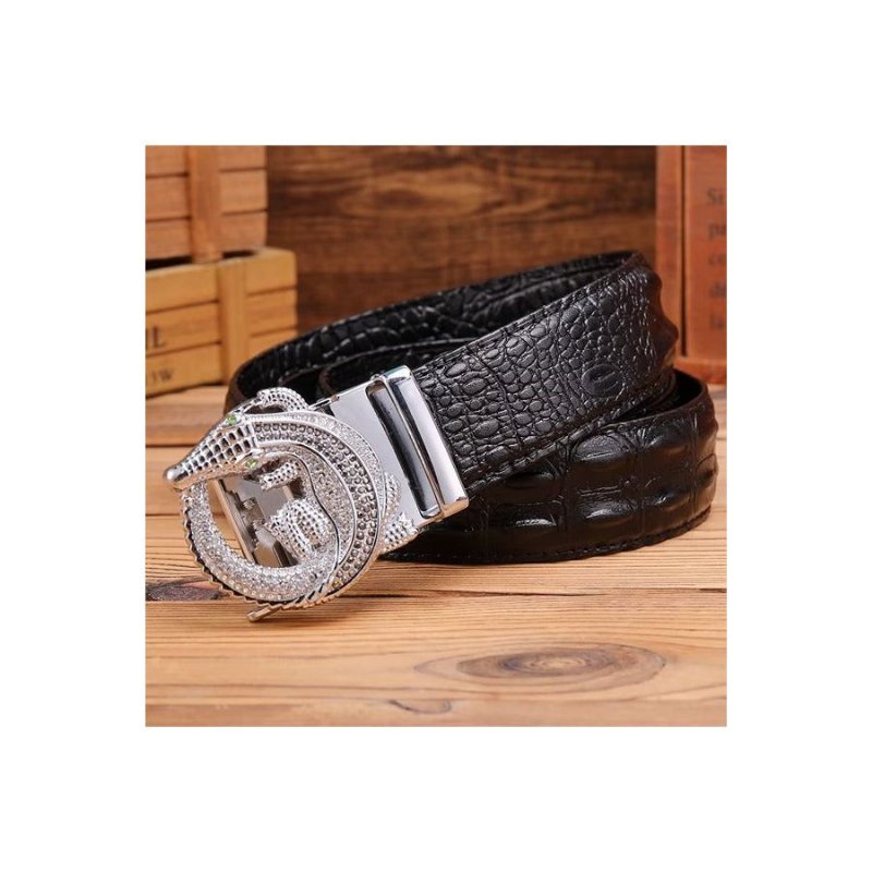 Pánske Opasky Embossed Strap Elegance Belt - Čierna