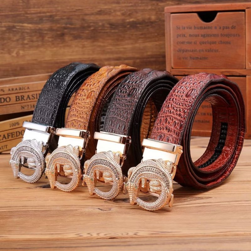 Pánske Opasky Embossed Strap Elegance Belt - Čierna