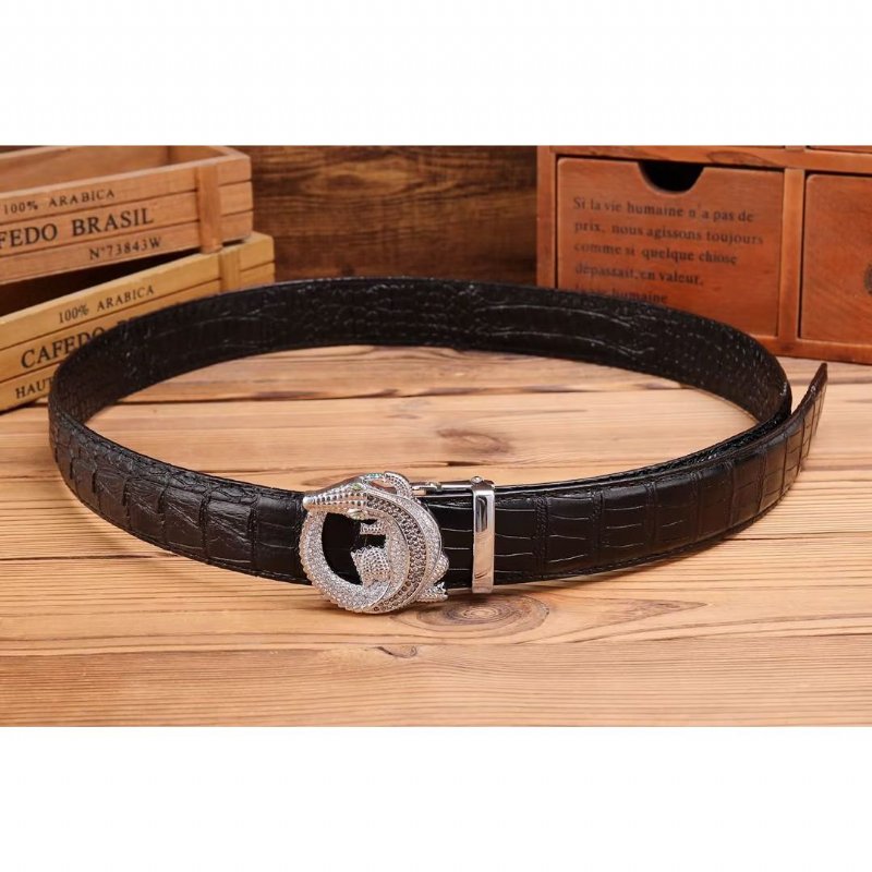 Pánske Opasky Embossed Strap Elegance Belt - Čierna