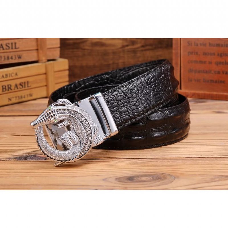 Pánske Opasky Embossed Strap Elegance Belt - Čierna