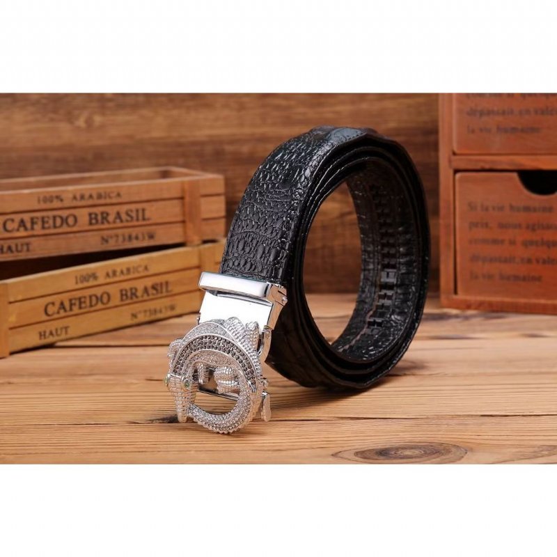 Pánske Opasky Embossed Strap Elegance Belt - Čierna