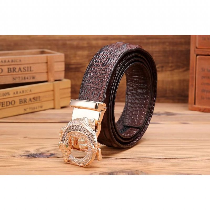 Pánske Opasky Embossed Strap Elegance Belt - Káva