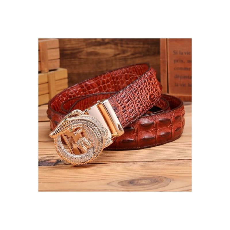 Pánske Opasky Embossed Strap Elegance Belt - Červená