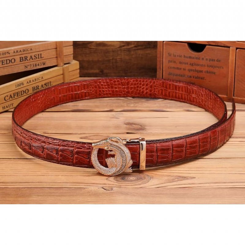 Pánske Opasky Embossed Strap Elegance Belt - Červená