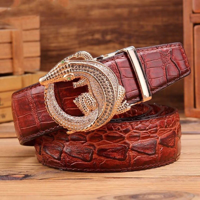 Pánske Opasky Embossed Strap Elegance Belt - Červená