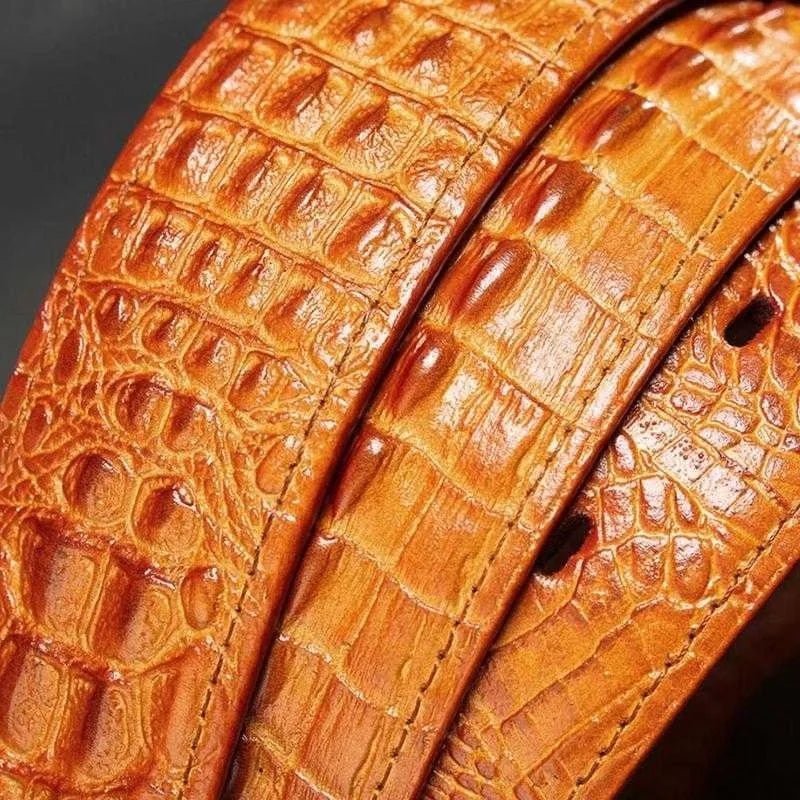 Pánske Opasky Exotic Alligator Print Kožený Opasok - Oranžová