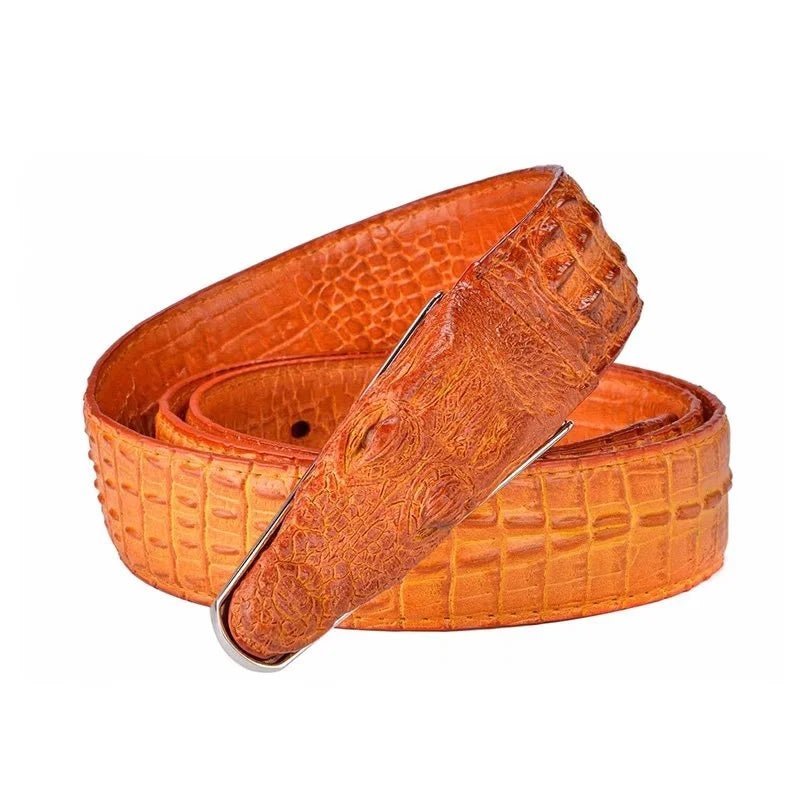 Pánske Opasky Exotic Alligator Print Kožený Opasok - Oranžová