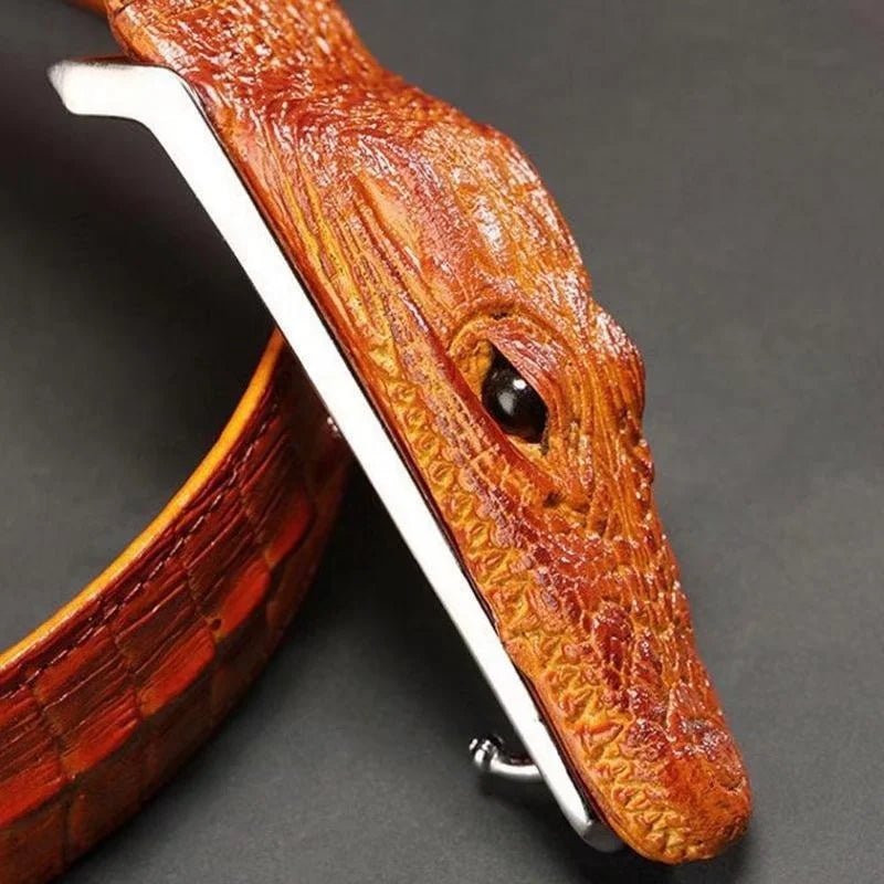 Pánske Opasky Exotic Alligator Print Kožený Opasok - Oranžová