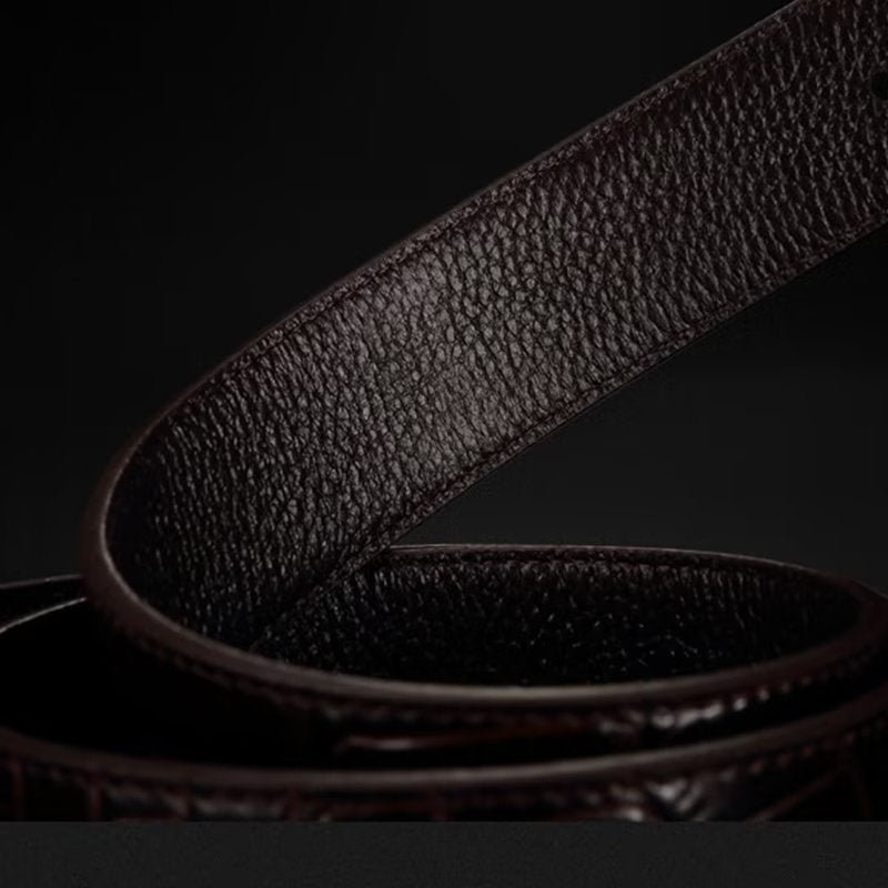 Pánske Opasky Exquisite Croc-embossed Leather Belt - Striebro