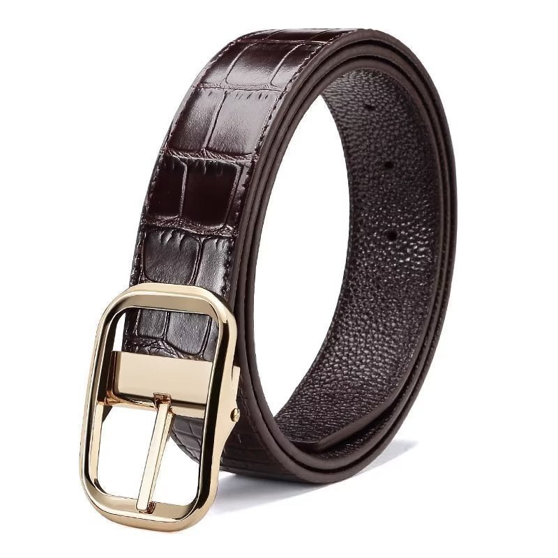 Pánske Opasky Exquisite Croc-embossed Leather Belt - Striebro 1