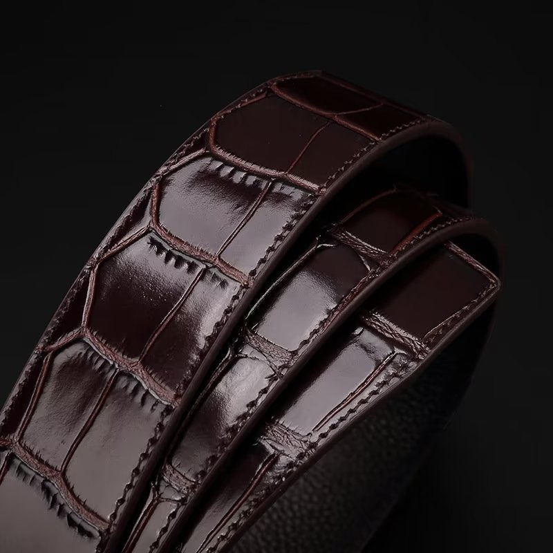 Pánske Opasky Exquisite Croc-embossed Leather Belt - Striebro 1