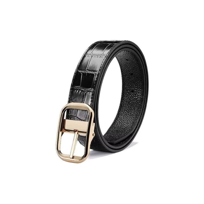 Pánske Opasky Exquisite Croc-embossed Leather Belt - Zlato 1