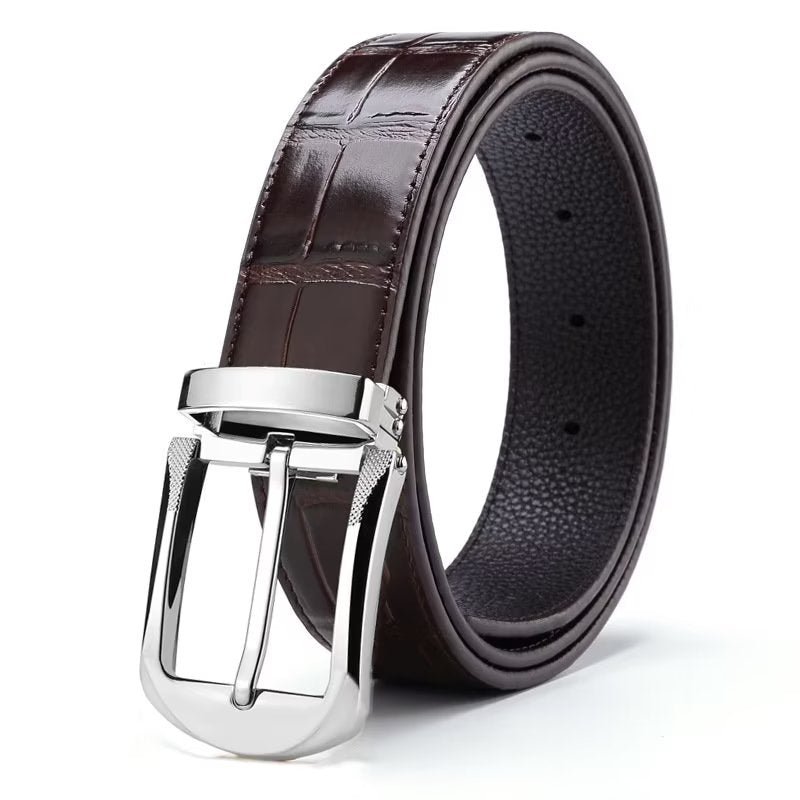 Pánske Opasky S Geometrickým Vzorom Business Belt - Káva 2