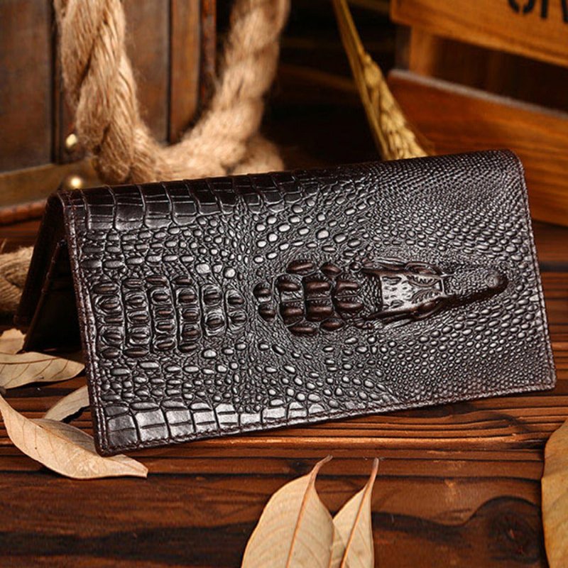 Pánske Peňaženky Elegantná Peňaženka Crocgloss Crocodile Pattern Standard - Káva