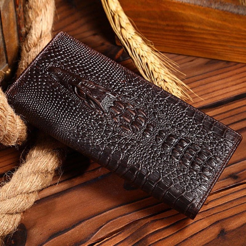 Pánske Peňaženky Elegantná Peňaženka Crocgloss Crocodile Pattern Standard - Káva