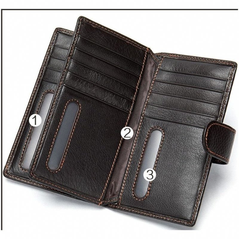 Pánske Peňaženky Exotic Slim Leather Cardholder Wallet - Káva